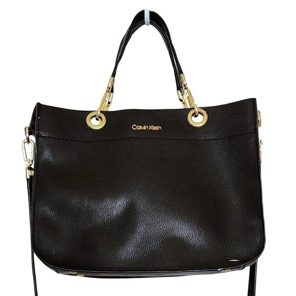Calvin Klein Handbags - Calvin Klein Sandra Leather Tote Satchel Handbag